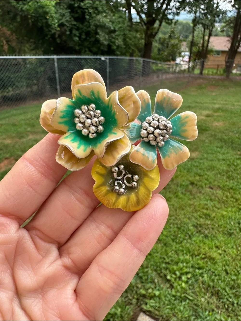 Liz Claiborne Vintage Enamel Brooch Floral Poppy
